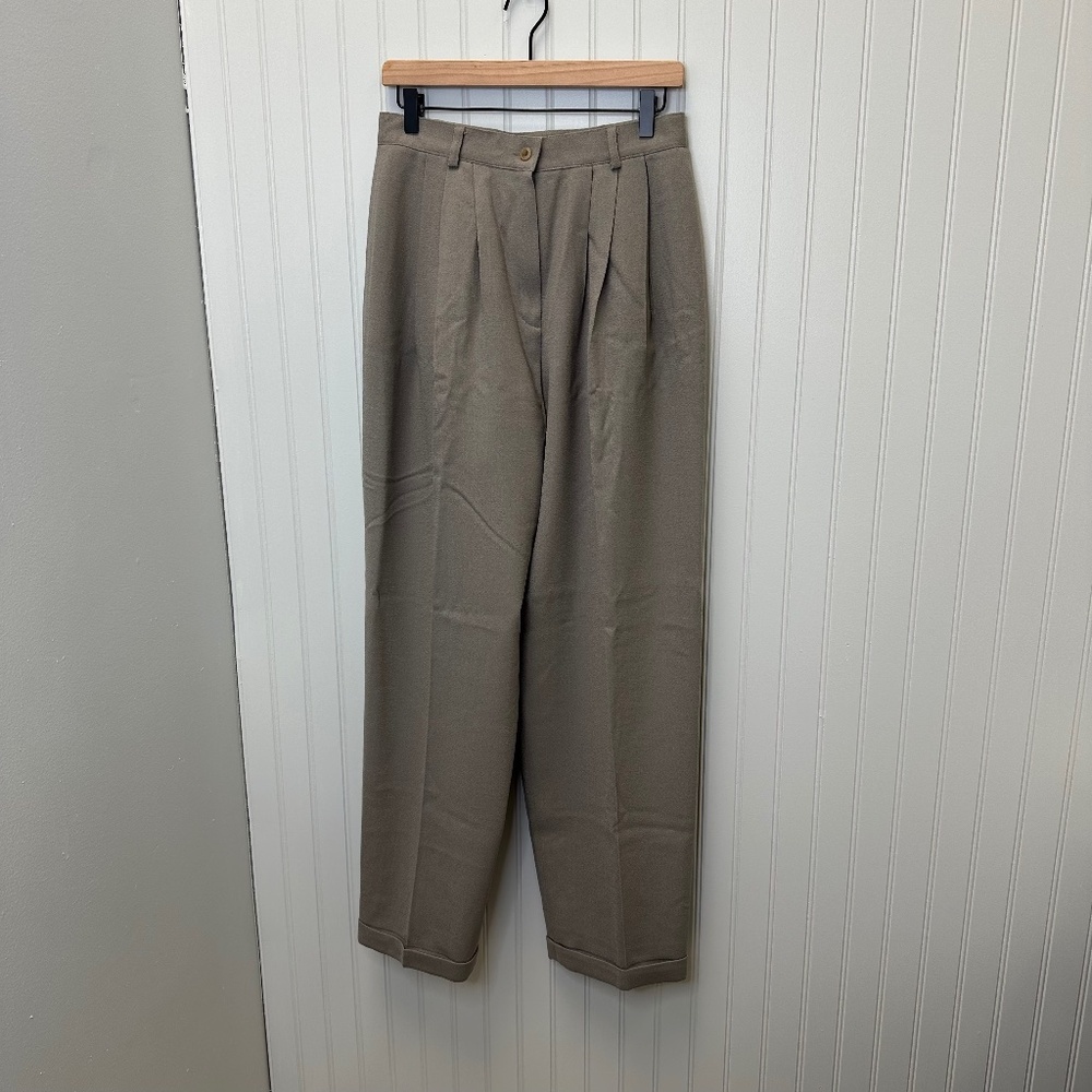 Jones New York Academia Preppy High-Waisted Pleated Wool Trousers S:12